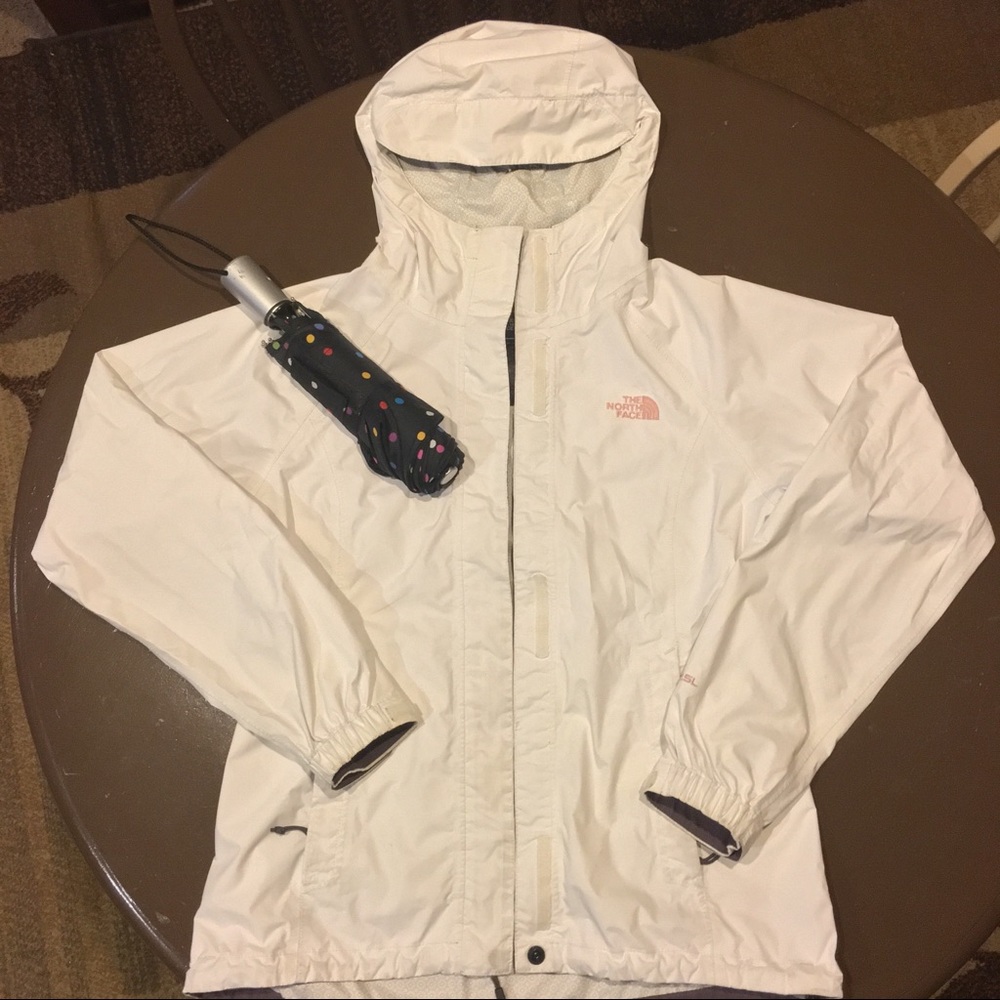 NorthFace HyVent 2.5 L White Rain Jacket